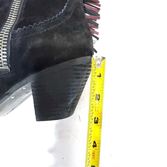 Sam Edelman Louie Ankle Cowgirl Fringe Leather Suede Black Purple Silver Sz 8.5 - Picture 11 of 14